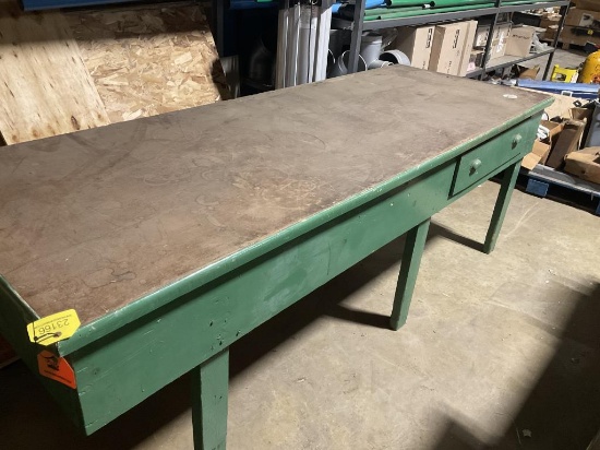 Green Wooden Workbench Table