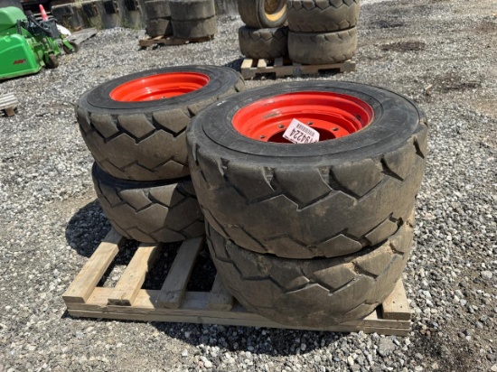 Set Of 4-Pneumatic 12-16.5 Skid Steer Tires
