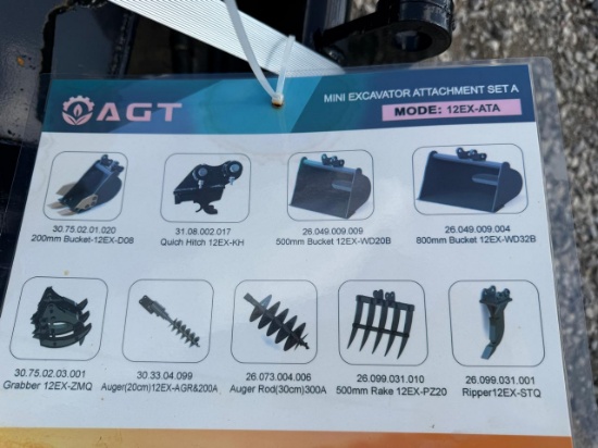AGT 9pc Mini Excavator Attachment Set