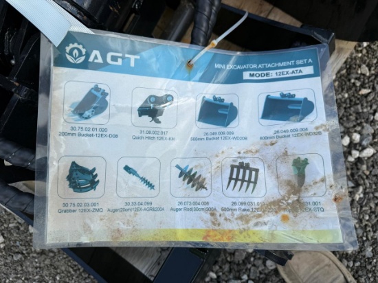 AGT 9pc Mini Excavator Attachment Set