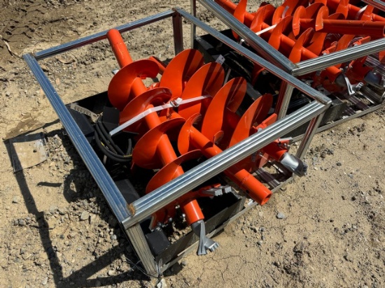 PABREAK Skid Steer Post Hole Digger w/ 9", 12" & 18" Augers