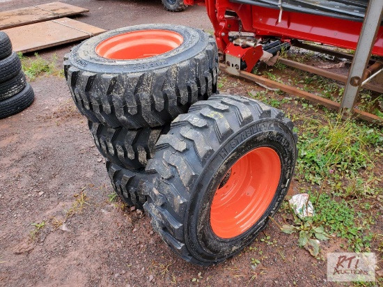 4X new 12-16.5 Forerunner skid steer tires on rims for Bobcat