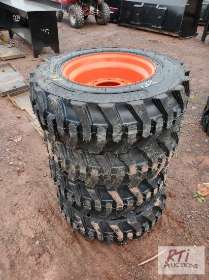 4X new 10-16.5 Turbo skid steer tires on rims for Bobcat