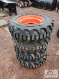 4X new 10-16.5 Turbo skid steer tires on rims for Bobcat