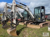2019 Bobcat E35 mini excavator, backfill blade, hydraulic thumb, 24in digging bucket, quick coupler,