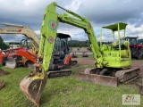 John Deere mini excavator, backfill blade, OROPS, quick coupler, 24in digging bucket, 2570 hrs,