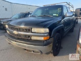 2002 Chevy 1500 extended cab pickup, 4WD, PW, PL, A/C, ladder rack, 154,459mi. VIN:1GCEK19V42E205895