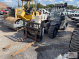 Terex 5519 telehandler, glass cab, universal mount, pallet forks, heat, 2177 hrs