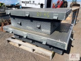 Pallet of diamond plate storage boxes