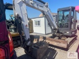 Bobcat E42 mini excavator with rubber tracks, blade, cab, boom plumbing, radio, A/C, 2100 hrs. Sells