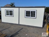 Bastone 19x20 portable collapsible warehouse with restroom and shower, collapses to 6x20