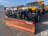 2008 Ford F450 XL 4 door 1-ton dump, diesel, Western snow plow, steel body with fold down sides,