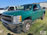 2012 Chevy 2500 HD extended cab pickup, 4WD, A/C, brake controller, 66,320 miles,