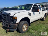 2008 Ford F250 XL extended cab pickup, 4WD, PW, PL, A/C, gas leaks, dead battery, VIN: