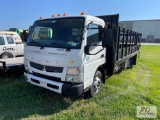 2014 Mitsubishi Fuso FE180 single axle flatbed truck, 20ft steel body, power lift gate, removable