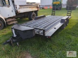 1999 16ft tandem axle fender trailer with dovetail and fold-up ramps, steel deck,