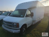 2002 Chevy 3500 cube van with Unicell 14ft body, gas engine, A/C, 184,233 mi. VIN:1GBJG31RX21215918
