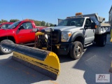 2012 Ford F-550 XL 1 ton dump, Fisher 9ft plow, 7ft steel body, Smith stainless steel slide in