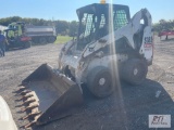 Bobcat S185 skid steer loader, GP bucket, cab, heat, A/C, solid tires, 3281 hrs., missing door