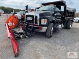 2017 Ford F650 Heavy Duty, single axle dump, 6.7L power stroke turbo Diesel engine, Western 10ft