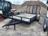 1994 PJ 12ft single axle utility trailer with mesh gate and side rail ramps, 3000lb GVW, has a