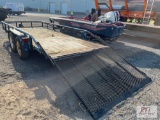 2007 16ft Homemade tandem axle pipe top utility trailer with mesh gate, VIN:NYA69056 - Municipal,
