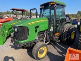 John Deere 5083N narrow tractor, 4WD, cab, heat, A/C, 2 remotes, turf tires, 1306 hrs. needs rear