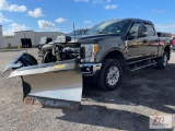 2017 Ford F-350 double cab pickup, 4WD, PowerStroke diesel, Fisher V-plow, toolboxes, fuel tank,