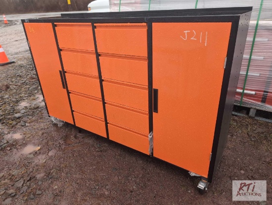 Rolling toolbox, 10 drawer, 2 cabinet, 77x20x48