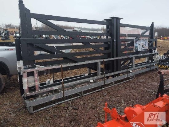 Steelman 20ft farm metal gateway gate, 5ft end posts, black powder coat finish