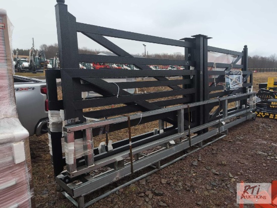 Steelman 20ft farm metal gateway gate, 5ft end posts, black powder coat finish