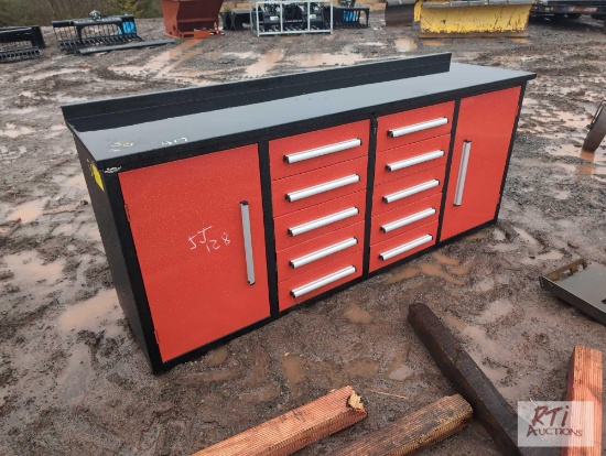 10 drawer workstation with 2 cabinets, 88x36x24