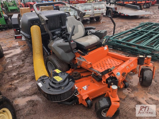 Husqvarna P-ZT60 zero turn mower, 60in deck, Kawasaki engine, grass collection system, hour meter