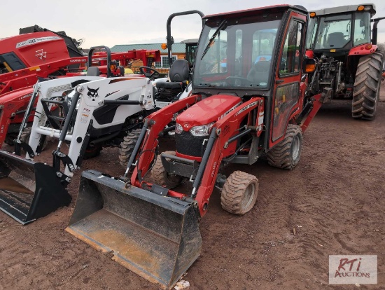 Massey Ferguson GC1725M compact tractor, 4WD, loader, backhoe, cab, HST, 556 hrs