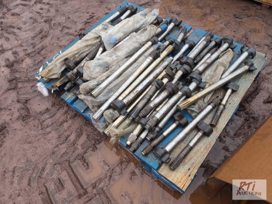 Pallet of truck cam shafts and crate of truck brake parts...