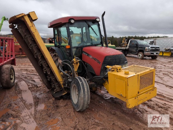 Case JX1070C tractor, cab, ditch bank mower, 2 remotes, heat, A/C, 4381 hrs - engine runs but will