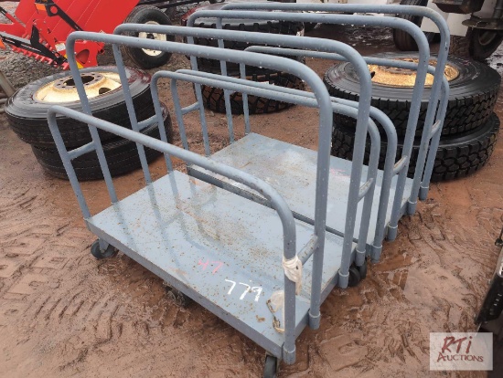 (2) Rolling lumber carts