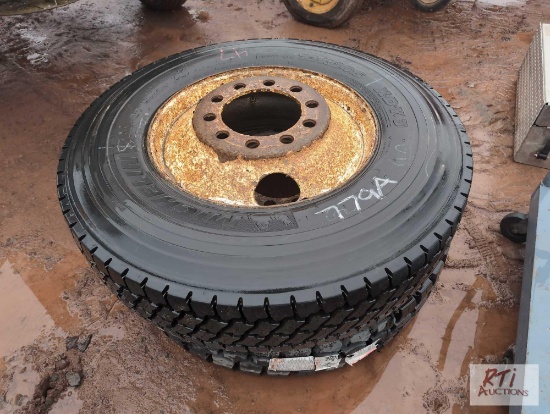 (2) 12 R 24.5 truck tires and wheels