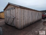 Wooden storage shed, 12ft 4in x 30ft with barn doors on both ends, 81in interior height
