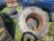 (4) 18.4-34 tractor tires with steel duals on 2 of them