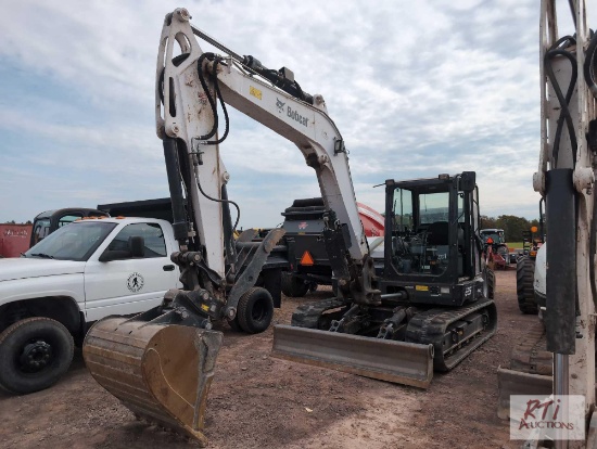 2019 Bobcat E85 excavator, cab, 36in bucket, coupler, hydraulic thumb, 942 hrs., SN B48412618