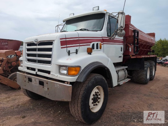 2000 Sterling tandem axle lime spreader truck with 16ft new Leader body, VIN: