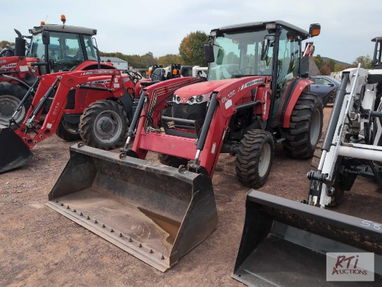Massey Ferguson 1648 4WD tractor with cab, Woods backhoe, front loader, 966 hrs
