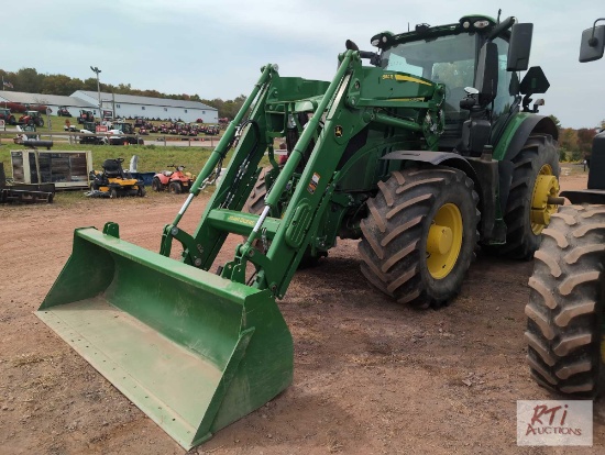 John Deere 6250R MFWD tractor, front end loader, rear wheel weights, front hitch, 650/75 R 38 rear