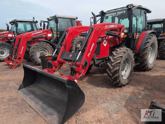 Massey Ferguson 4710 MFWD tractor, cab, front loader, rear wheel weights, remote outlets, quick