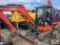 Kubota KX033-4 excavator, cab, 36in ditching bucket, hydraulic thumb, front blade, 2 speed, heat,