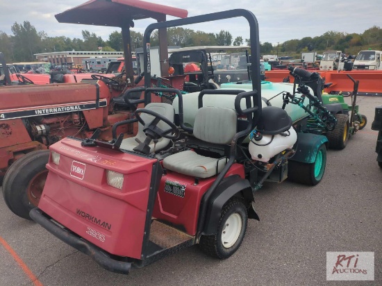 Toro Workman 3200 self propelled sprayer, turf tires, 200 gallon tank, 16ft booms, 2209 hrs., starts