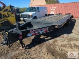 Interstate deckover tandem axle trailer, 18ft, 4ft dovetail, heavy duty ramps, chain box, pintle