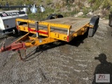 2004 PJ 18ft tandem axle fender trailer with dovetail and slide in ramps, VIN:4P5CH162842054375