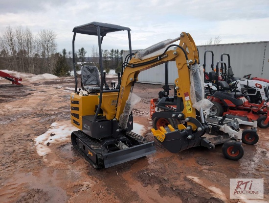 MX12R mini excavator with bucket, gas engine